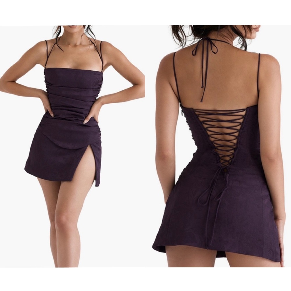 House of CB Melia Floral Jacquard Stretch Satin Minidress